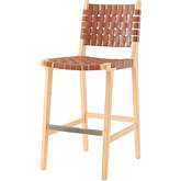 Marco Counter Stool in Brown Eco Leather & Natural Finish Wood